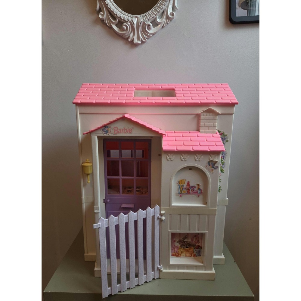 1996 Barbie Folding Pretty House Mattel Vintage Pink Dollhouse 16961